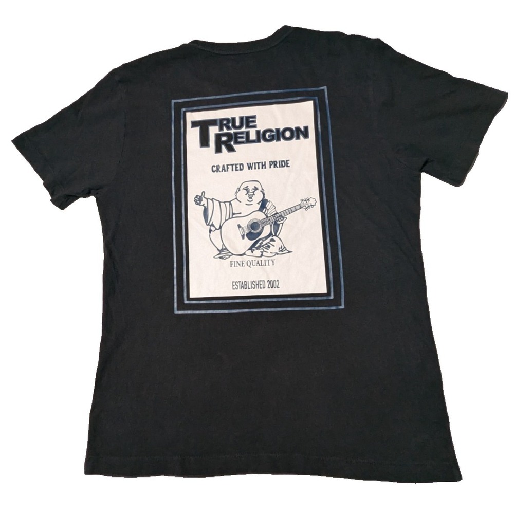 True Religion Buddha Crafted With‎ Pride Double-Sided Black T-Shirt - Men Medium